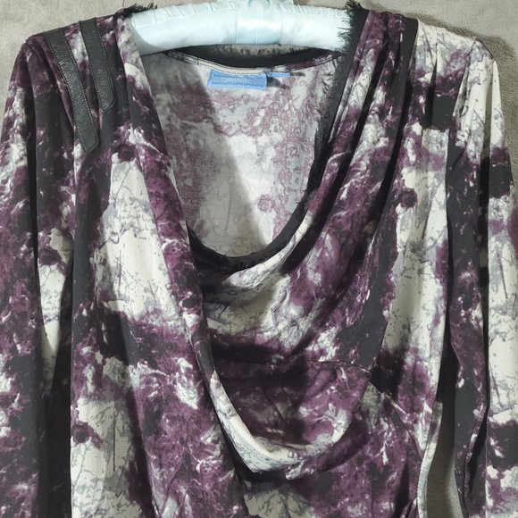 Simply Vera Multi-colored Long Sleeved Draped Top Purple and Black Size M - Picture 10 of 12